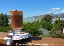 Hot Chocolate with a view at She Universe, Governors Bay (now closed)