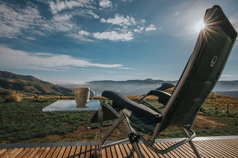 Pohue PurePod - morning coffee relaxing on the deck