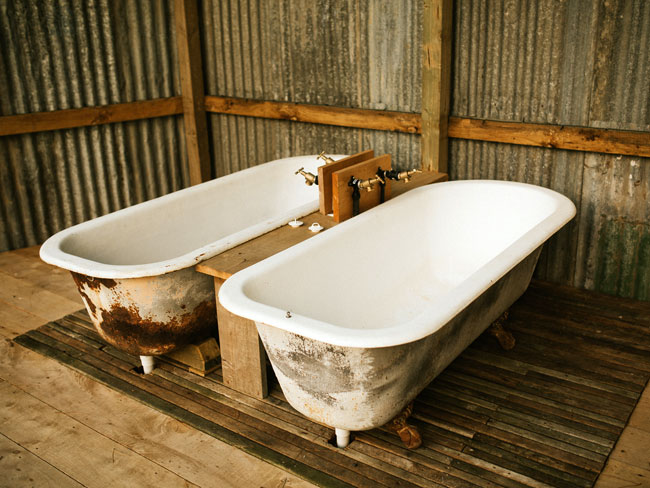 Outdoor baths at Valley Views Glamping