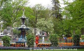Peacock fountain near Rolleston Ave entrance to Botanic Gardens