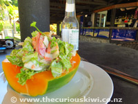 Papaya salad for lunch at the Beach Bar